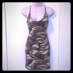 Camo Star bodycon spaghetti strap mini dress
